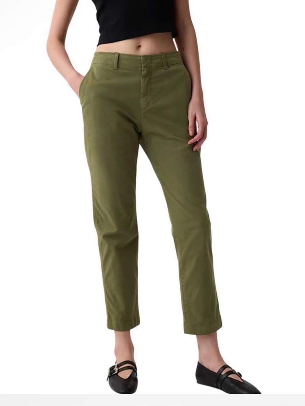 Gap Downtown Khaki in Army Jacket Green Size 4 Cropped Slim Mid-rise